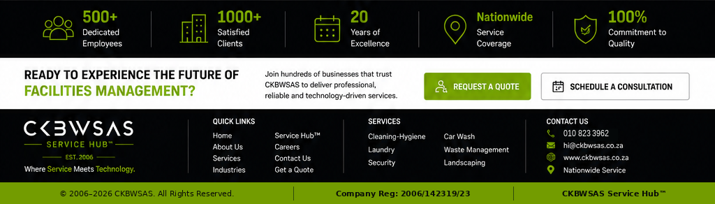 CKBWSAS Service Hub contact and footer information